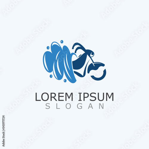 Motocycle wash logo design elegant and sporty concept cleaning vector