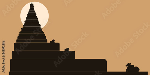 silhouette of the Thanjavur big chola temple. photo