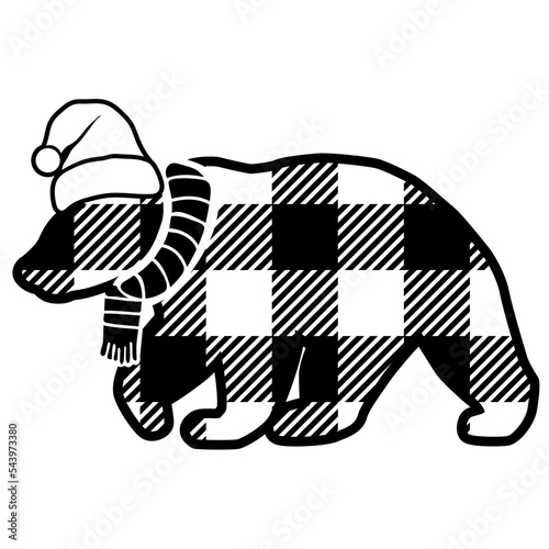 Christmas Bear Buffalo Plaid Pattern
