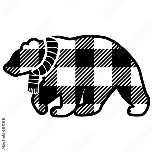Christmas Bear Buffalo Plaid Pattern
