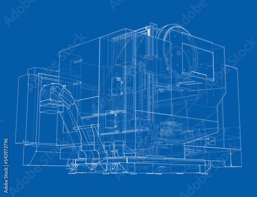 Metalworking CNC milling machine. Vector