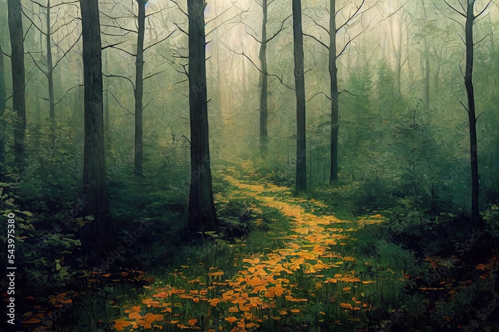 Fototapeta premium Picture painted in deep forest