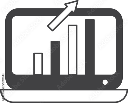 laptop and stock chart illustration in minimal style