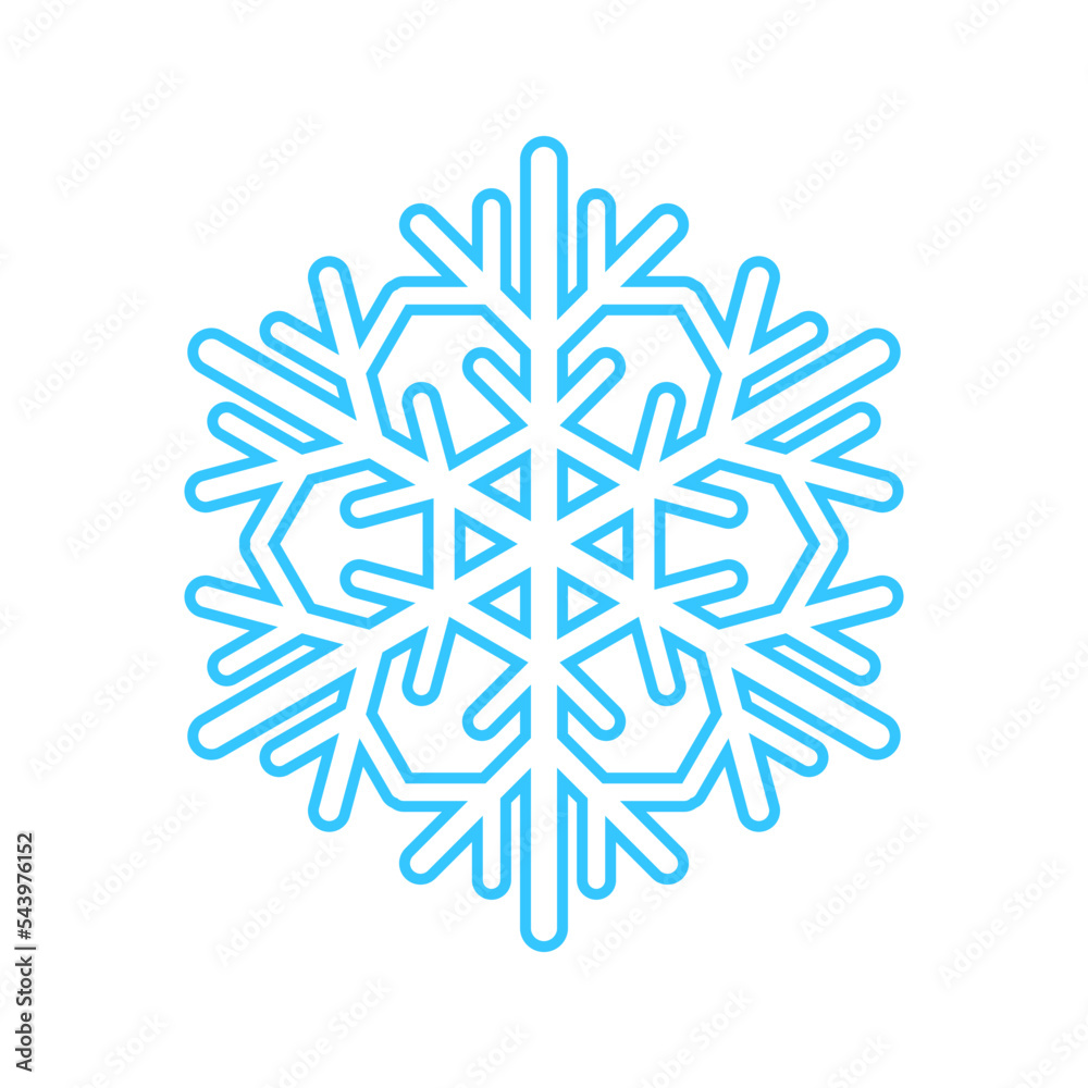Simple snowflake made of blue lines. Festive decoration for New Year and Christmas, symbol of winter, element for design. Vector illustration Simple snowflake made of blue lines. Festive decoration for New Year and Christmas, symbol of winter, element for design. Vector illustration