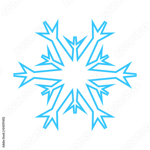 Simple snowflake made of blue lines. Festive decoration for New Year and Christmas, symbol of winter, element for design. Vector illustration