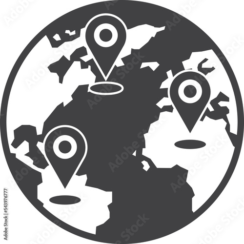 Location pins and globes illustration in minimal style