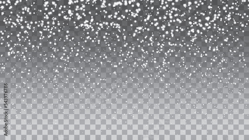 Falling  Shining transparent beautiful, little snow isolated on transparent background. Snow flakes, snow background. Vector heavy snowfall, snowflakes in different shapes and forms.