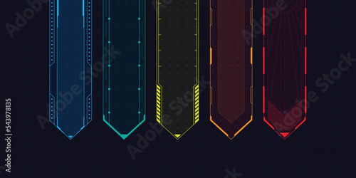 Hanging banners and team flag futuristic hud