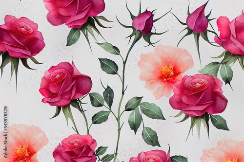 Digital Motif Design Illustration Artwork for textile print For Textile Branding with watercolor flowers roses  floral texture. Design for cover  fabric  textile 