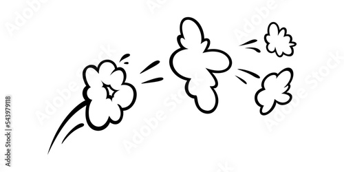 Comic boom effect clouds. Set of explosion bubbles and smoke. Vector illustration isolated on white background