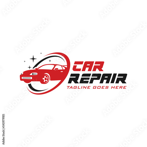 used car repair illustration logo design
