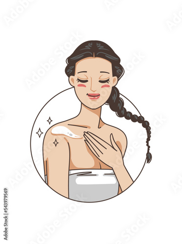 woman applying cream on her shoulder