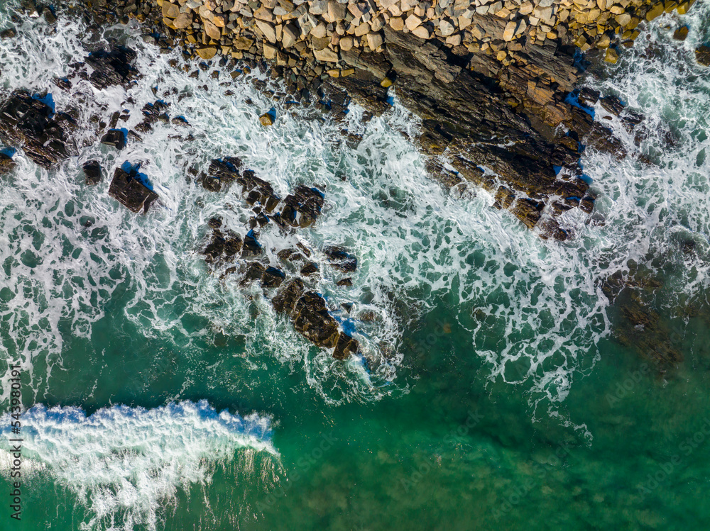 Long Sands Beach top view in village of York Beach in town of York