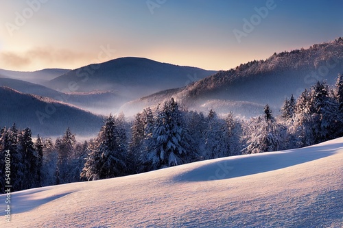 beutiful winter panorama in black forest germany photo