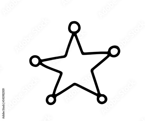 Sheriff badge doodle. Hand drawn cute vector illustration wild west theme