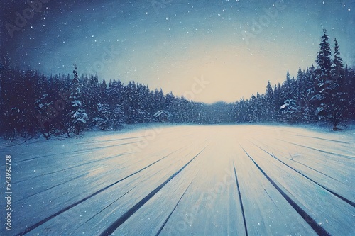 winter background blue woodboard © 2rogan