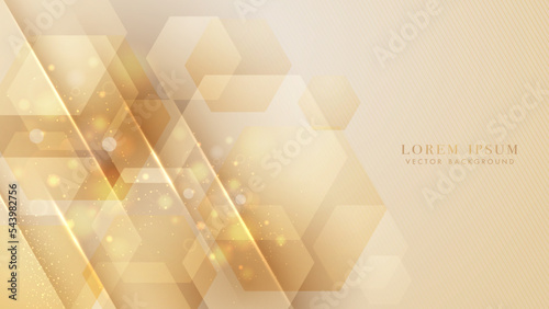 Luxury background with hexagon shapes, bokeh and glitter light effect decoration