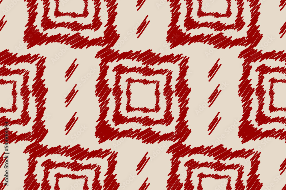 Ethnic ikat seamless pattern in tribal. Aztec geometric ornament print. Fabric square pattern. Design for background, wallpaper, illustration, fabric, clothing, carpet, textile, batik, embroidery. Ethnic ikat seamless pattern in tribal. Aztec geometric ornament print. Fabric square pattern. Design for background, wallpaper, illustration, fabric, clothing, carpet, textile, batik, embroidery.