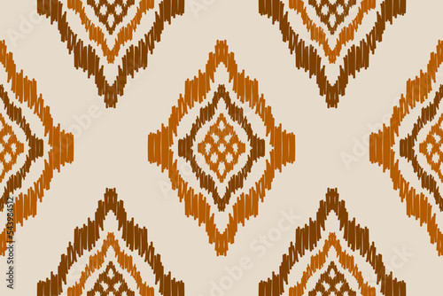 Ethnic ikat seamless pattern in tribal. American, Mexican style. Aztec geometric ornament print. Design for background, wallpaper, illustration, fabric, clothing, carpet, textile, batik, embroidery. photo