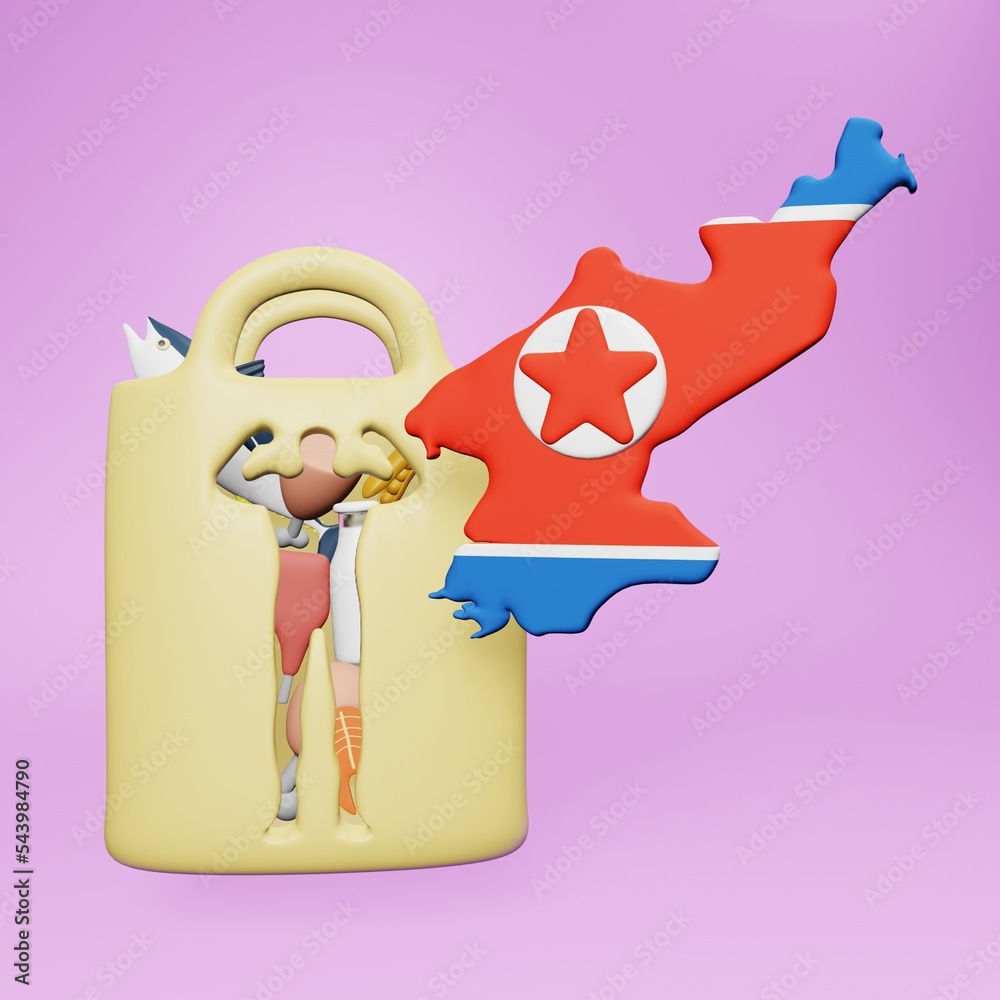 3d rendering of lung health in North Korea for social media content