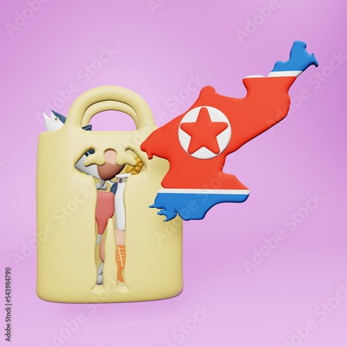 Obraz na płótnie 3d rendering of lung health in North Korea for social media content w salonie