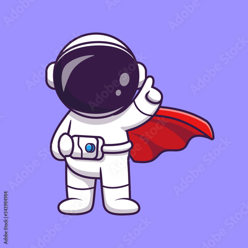 Cute Astronaut Super Cartoon Vector Icon Illustration. 
Science Technology Icon Concept Isolated Premium Vector. 
Flat Cartoon Style