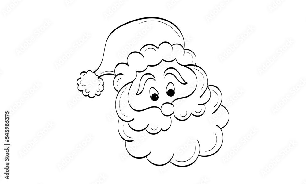 Vector illustration of cute Santa Claus or character isolated on white background. Flat Style. Line Art for print or use as poster, card, flyer or T Shirt Vector illustration of cute Santa Claus or character isolated on white background. Flat Style. Line Art for print or use as poster, card, flyer or T Shirt