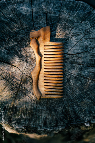 A wooden carved motif comb, traditional symbol of Swedish culture