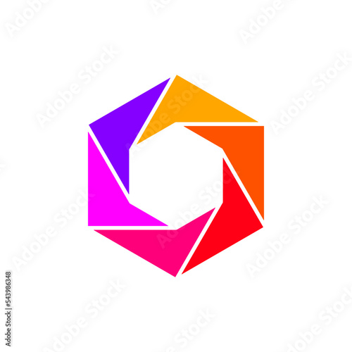 Colorful illustration of camera aperture icon