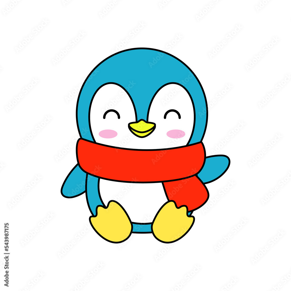 Obraz premium penguin christmas Filled Clipart, merry christmas