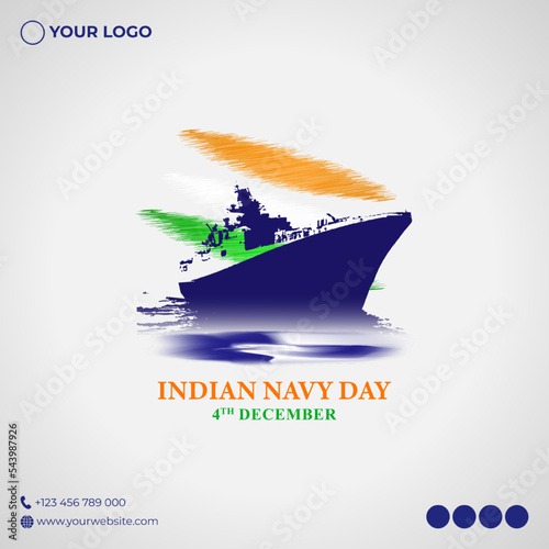 Vector illustration concept of Indian Navy Day celebration 4 December. photo