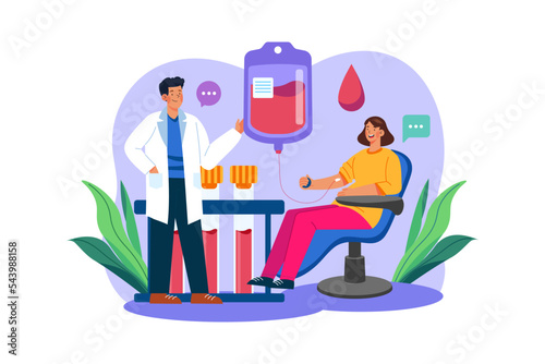 Blood Donation Illustration concept on white background