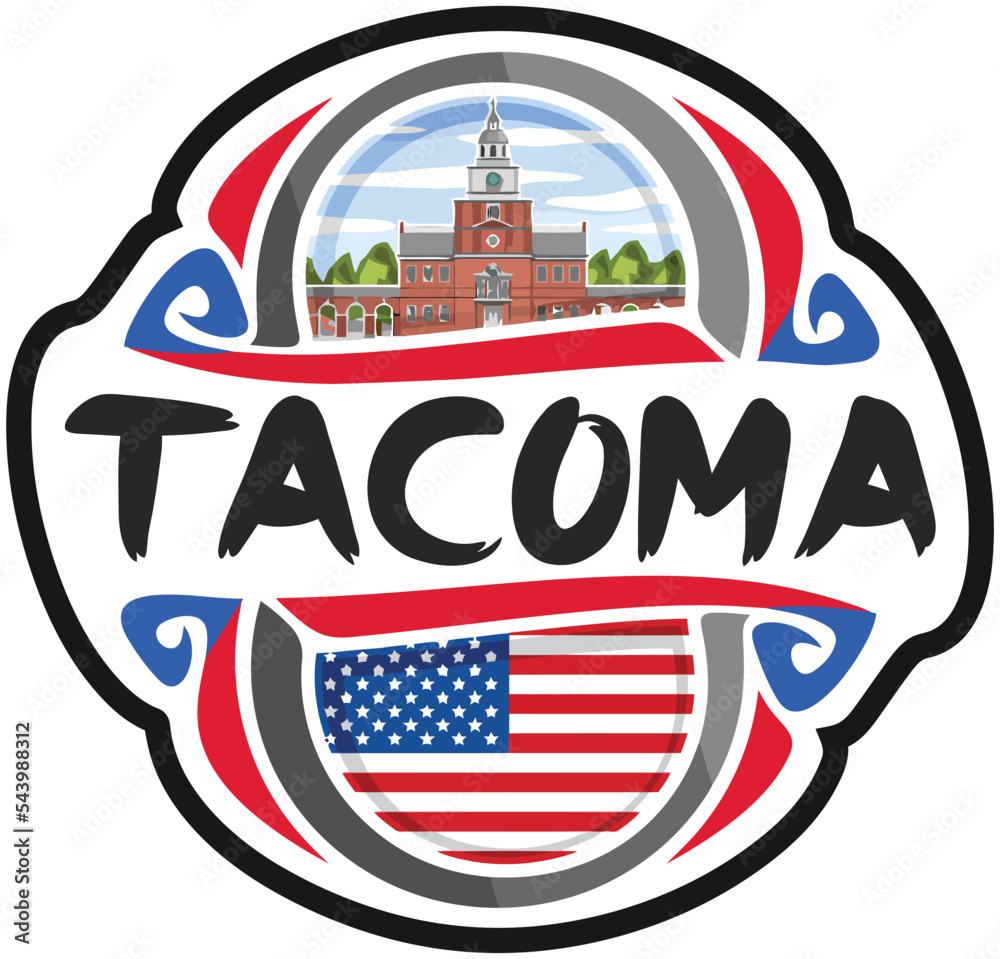 USA United States Flag Travel Souvenir Sticker Skyline Landmark