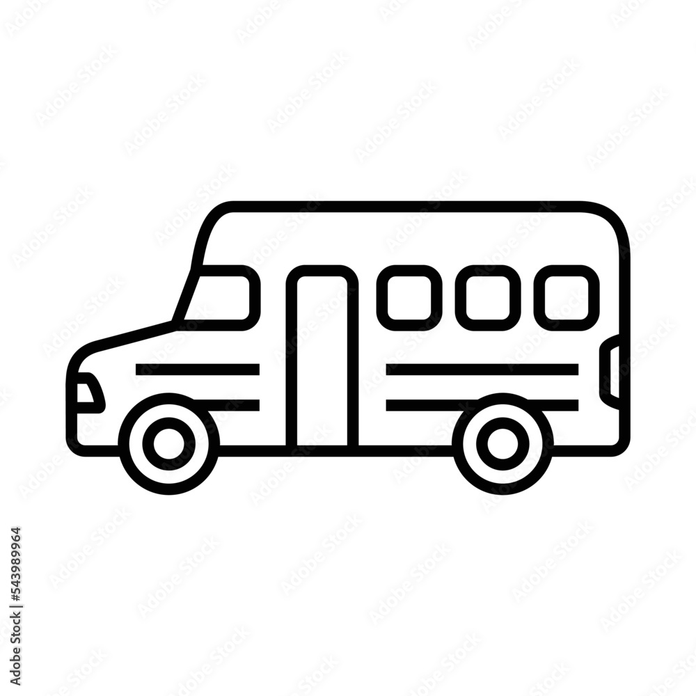School bus line icon vector graphic illustration