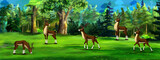 Herd of Deer in a forest illustration