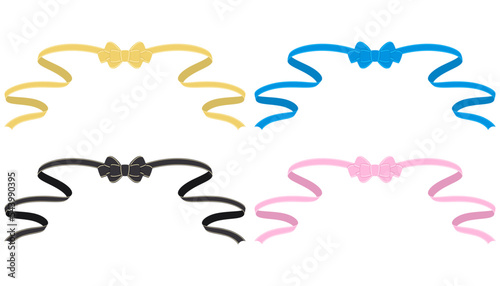 カラフルなリボンのベクターイラストセット2