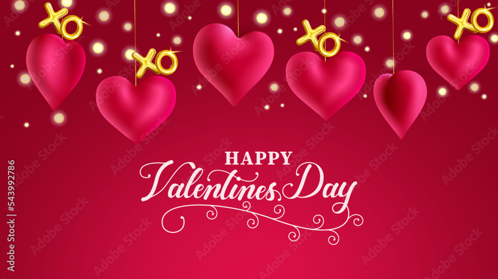 Valentine's day vector background design. Happy valentine's day text with hanging hearts and bokeh lights decoration for valentine greeting. Vector illustration.
Valentine's day vector background design. Happy valentine's day text with hanging hearts and bokeh lights decoration for valentine greeting. Vector illustration.