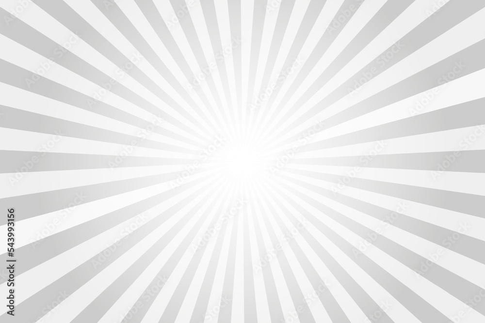 Sun rays background. White and grey radial abstract comic pattern. Vector explosion abstract lines backdrop