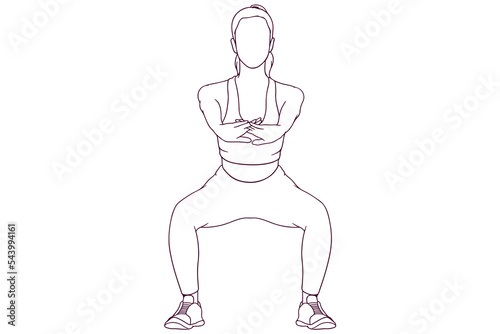 fitness girl stretching hand drawn style vector illustration