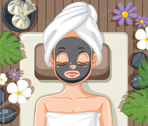 Woman getting facial mask spa