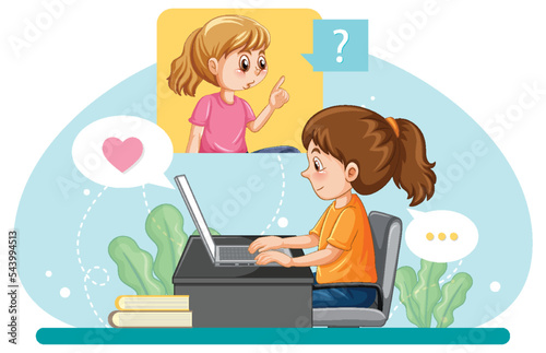 A girl browsing social media