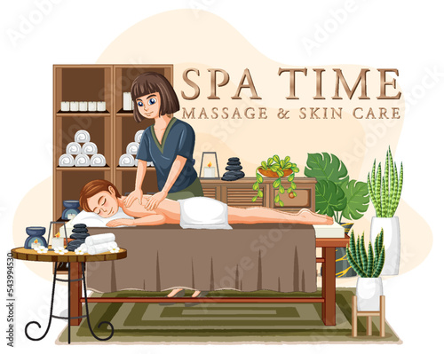 Woman getting back massage spa