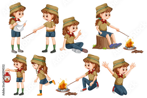 Set of different scout kids