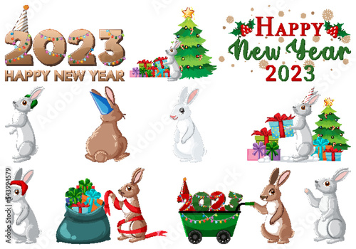 Set of 2023 new year element icon