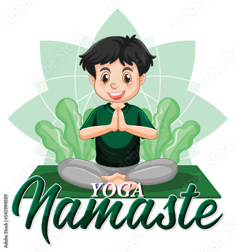 Man doing yoga with text