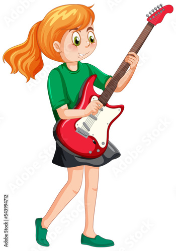 A girl playing electric guitar