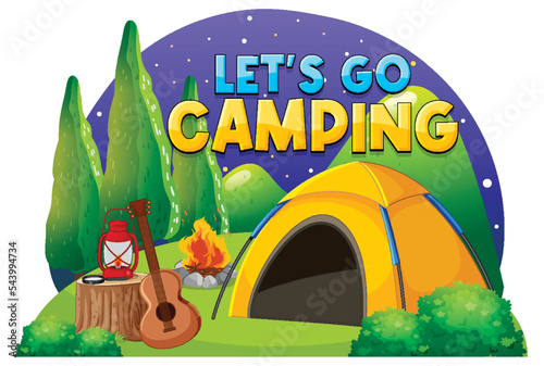 Camping tent with lets go camping text