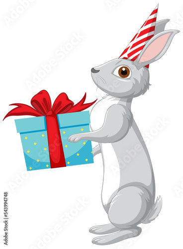 Cute grey rabbit cartoon character