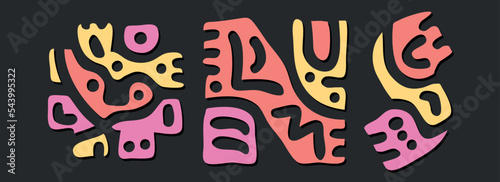 NS Hashtag. Doodle isolate text. Colored curves decorative doodle letters. Hashtag #NS is abbreviation for the Canadian provinces Nova Scotia for print, clothing, t-shirt, poster, banner, flyer. Stock
