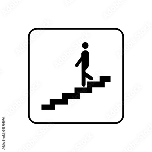 Vector icon of people going down stairs